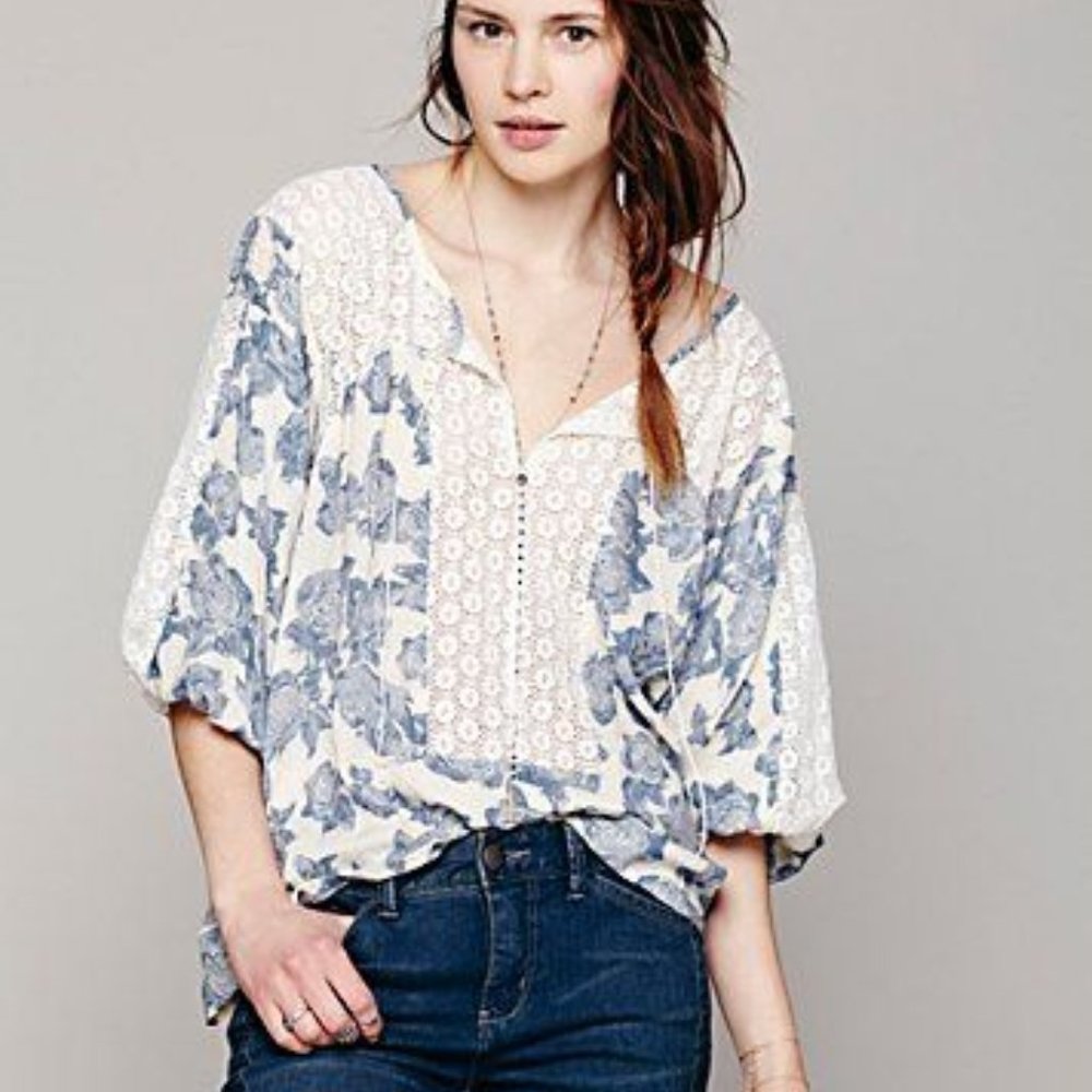 Free People Moon River Floral Peasant Blouse